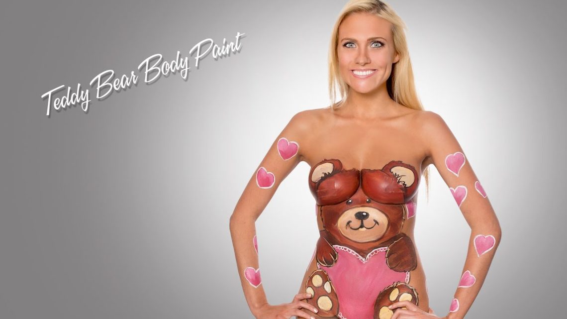 Teddy Bear and Heart Body Paint