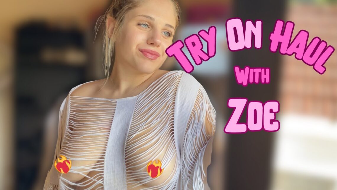 [4K] Transparent Feathered Top Try On & Review | Zoe ♡
